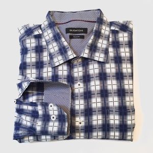 BUGATCHI Classic Fit Blue Plaid Shirt